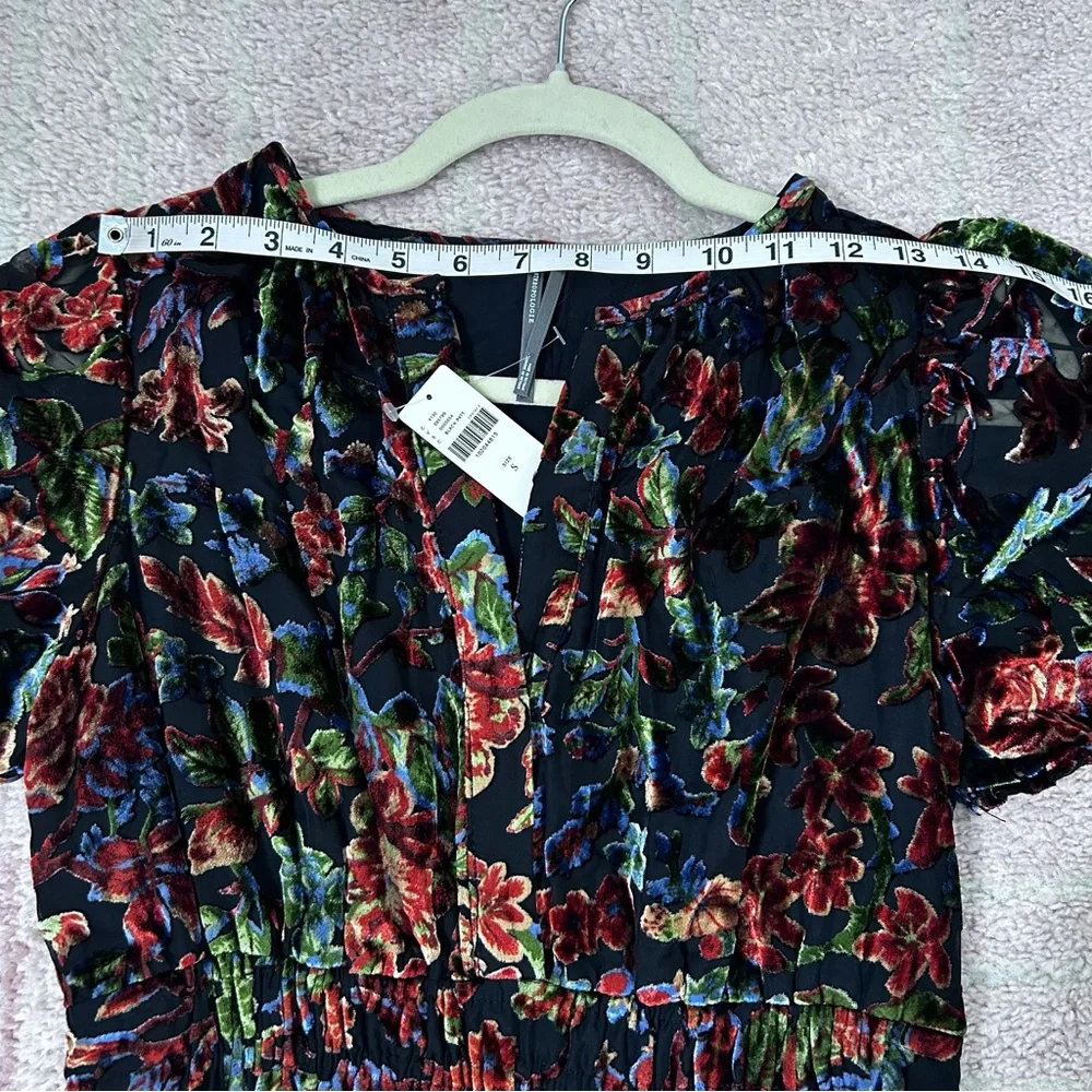 NWT Anthropologie Somerset Floral Velvet Mini Dress Size Small Boho Fall Event - Picture 9 of 14